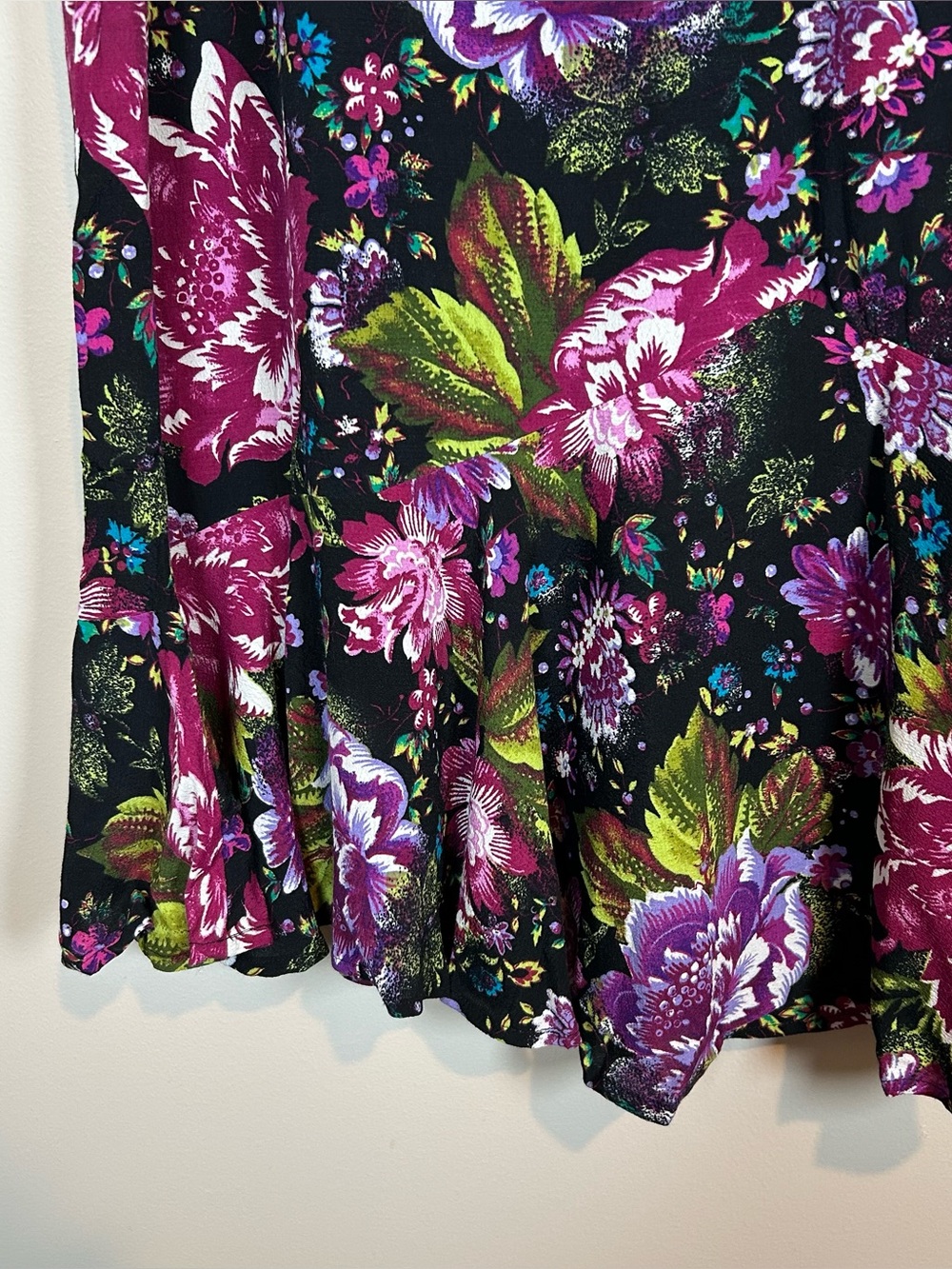 Vintage Black Purple Floral Large White Stag Mermaid Floor Maxi Skirt - Picture 2 of 6